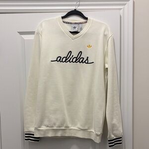 Adidas Men's Cream V-Neck Sweater